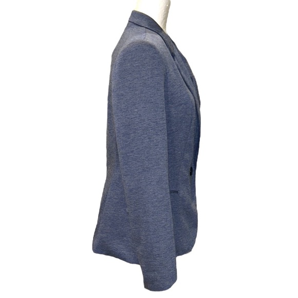 Anthropologie Cartonnier Heather Blue Knit Single Button Fitted Blazer - M - Picture 4 of 10